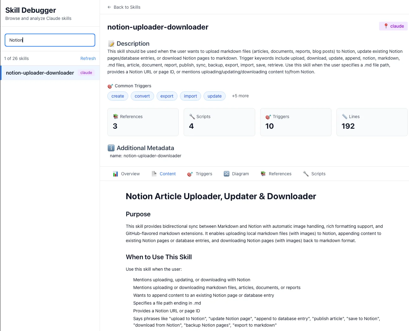 Notion Uploader Skill architecture